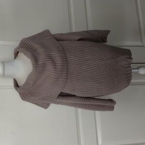 umgee women's large cowl neck light lavender off shoulder chunky sweater